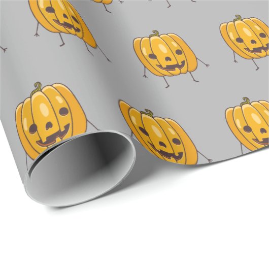 Funny Pumpkin Pattern Wrapping Paper Geschenkpapier (Rolleneckpunkt)