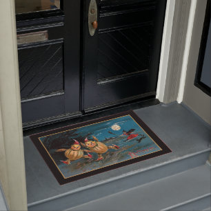 Funny Pumpkin People gejagt von Halloween Hexe Fußmatte