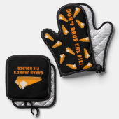 Funny Pumpkin Pie Oven Mitt & Pot Holder Set (Vorderseite/Rückseite)