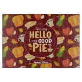 Funny Pumpkin Pie Pun Erntedank Food Pattern Schneidebrett (Vorderseite)