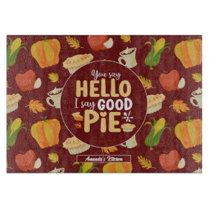 Funny Pumpkin Pie Pun Erntedank Food Pattern Schneidebrett