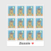 FUNNY PUMPKIN POODLE IN HALLOWEEN WITCH COSTUME AUFKLEBER (Blatt)