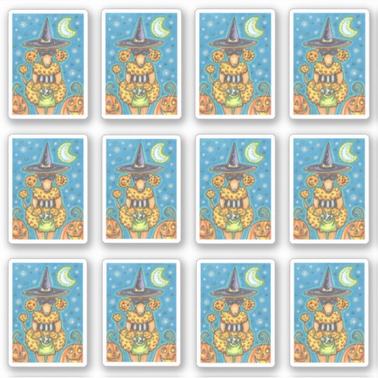 FUNNY PUMPKIN POODLE IN HALLOWEEN WITCH COSTUME AUFKLEBER (Vorderseite)