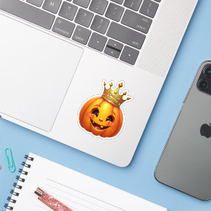 Funny Pumpkin Queen lächelt Gesichtsaufkleber Aufkleber