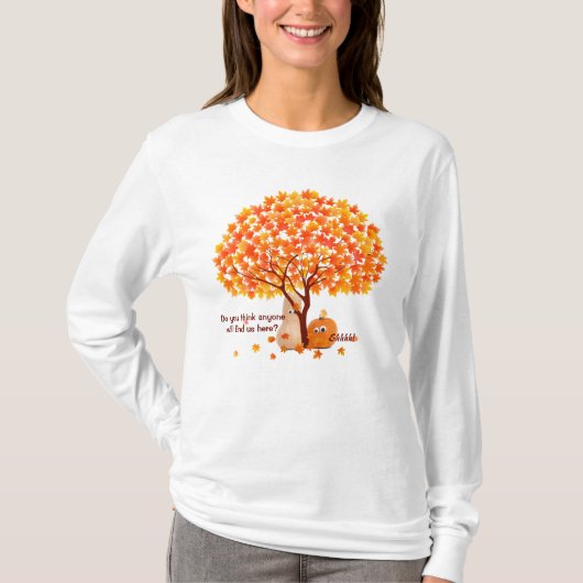 Funny Pumpkin & Squash Verstecken hinter Ahornbaum T-Shirt (Vorderseite)