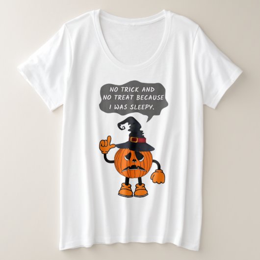 Funny Pumpkin war müde Große Größe T-Shirt (Design vorne)