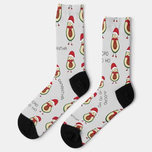 Funny Pun Avocado Red Gray Socks Socken (Linkes Detail)