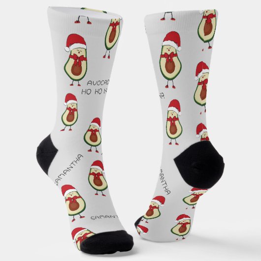 Funny Pun Avocado Red Gray Socks Socken (Gewinkelt)