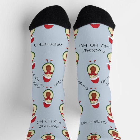 Funny Pun Avocado Red Powder Blue Socken (Oben)