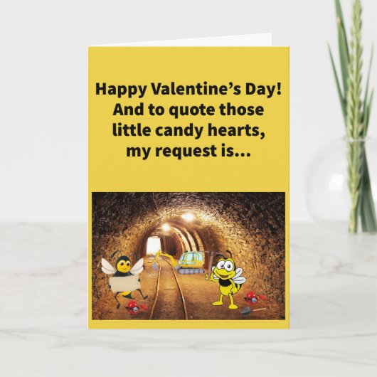 Funny Pun Bee Mine Happy Valentine's Day Karte (Vorderseite)