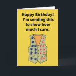 Funny Pun Berry Vest Happy Birthday Karte<br><div class="desc">Typ, nichts sagt "Ich kümmere mich" wie eine beerbedeckte Weste! Es kann fruchtbar sein, dem Apfel Ihres Auges ein kirschgepflücktes Zeichen zu schicken, wie sehr Sie denken, sie sei ein Pfirsich. Vielleicht wäre eine Birne eine Traube, um ein Datum zu bekommen? Trotzdem kann die Liebe Mango-Pflaumenbananen herstellen. Orange Sie froh,...</div>