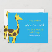 Funny Pun Blue Yellow Giraffe Postkarte (Vorne/Hinten)