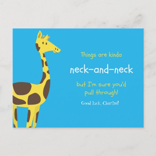 Funny Pun Blue Yellow Giraffe Postkarte (Vorderseite)