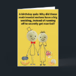 Funny Pun Cantaloupe Happy Birthday Karte<br><div class="desc">Wenn Sie also ein junges Melonenpaar in der Liebe sind, können Sie jede Art von Hochzeit haben, die Sie gewollt haben, wenn Sie Wassermelonen sind, aber Sie haben Einschränkungen, wenn Sie aufgrund Ihrer Genetik nicht elloopieren können. Keine Las Vegas Wochenende Quickie Zeremonie für dieses Paar, aber vielleicht eine zukünftige europäische...</div>