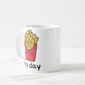 Funny pun Freitag Happy Pommes frites Cartoon Kaffeetasse (Vorderseite Links)
