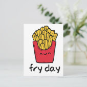 Funny pun Freitag Happy Pommes frites Cartoon Postkarte (Stehend Vorderseite)