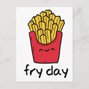 Funny pun Freitag Happy Pommes frites Cartoon Postkarte