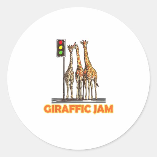 Funny Pun Giraffe Jam Runder Aufkleber (Vorderseite)