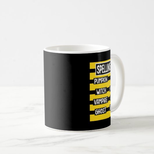 Funny Pun Halloween Kostüm für Lehrer Rechtschreib Kaffeetasse (VorderseiteRechts)