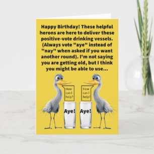 Funny Pun Heron Aides und Aye Glasses Geburtstag Karte