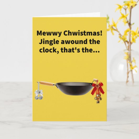 Funny Pun Jingle Bell Wok Frohe Weihnachten Karte (Gelbe Blume)