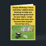 Funny Pun Re-seeding Hare Line Happy Birthday Karte<br><div class="desc">Einige Typ sind beim Thema einer zurückgehenden Haare empfindlich. Ich kannte meinen Vater nie mit Haaren, aber er hat seinen kahlen Pate mit gutem Spaß gehandhabt. Meine Wahl war entweder kahl wie Vater, oder verfrüht grau wie Mama. Ich bin seit Mitte dreißig silberhaarig, und ich denke, ich bleibe nicht für...</div>