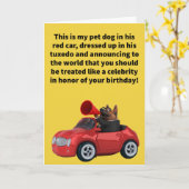 Funny Pun Red Car Pet Behandlung Happy Birthday Karte (Gelbe Blume)