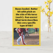 Funny Pun Ribbie Baseball Gruß Karte (Gelbe Blume)