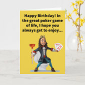 Funny Pun Royal Flush Happy Birthday Karte (Gelbe Blume)