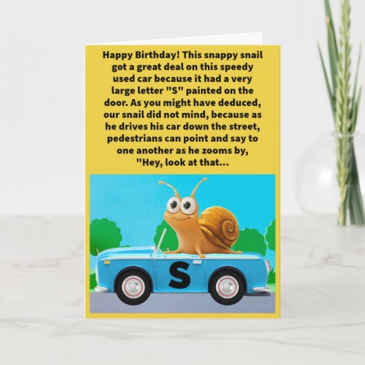 Funny Pun S Car Go Happy Birthday Karte (Vorderseite)