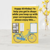 Funny Pun Stationery Bike - Happy Birthday Karte (Gelbe Blume)