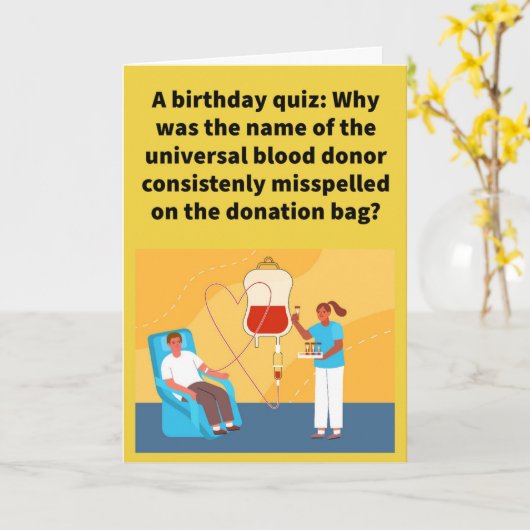 Funny Pun Typ O Happy Birthday Karte (Gelbe Blume)