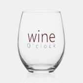 Funny Pun Wine O'clock Typografie Weinglas Ohne Stiel (Vorderseite)