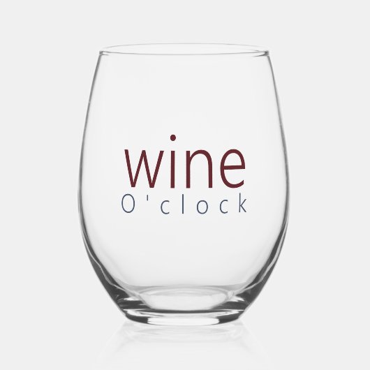 Funny Pun Wine O'clock Typografie Weinglas Ohne Stiel (Vorderseite)