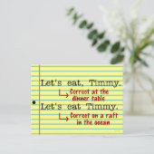 Funny Punctuation Grammar Postkarte (Stehend Vorderseite)