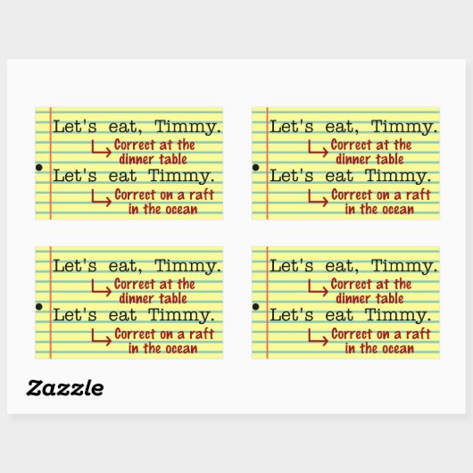 Funny Punctuation Grammar Rechteckiger Aufkleber (Blatt)