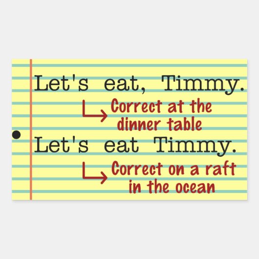 Funny Punctuation Grammar Rechteckiger Aufkleber (Vorderseite)