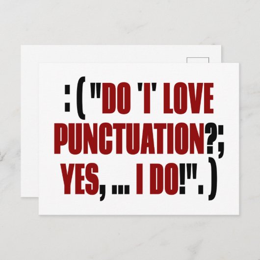 Funny Punctuation Proading Postkarte (Vorne/Hinten)