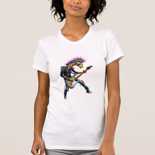 Funny Punk Giraffe, Rock'n Roll Goth Giraffe, Guit T-Shirt (Vorderseite)