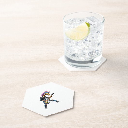 Funny Punk Giraffe, Rock'n Roll Goth Giraffe, Guit Untersetzer (Vor Ort)