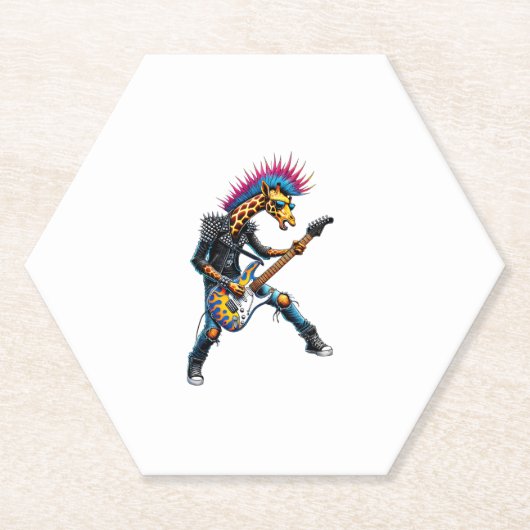 Funny Punk Giraffe, Rock'n Roll Goth Giraffe, Guit Untersetzer (Vorderseite)