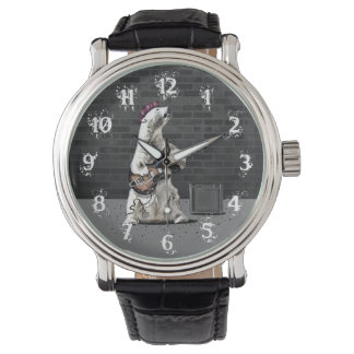 Funny Punk Rock Bär spielen Gitarre Heavy Metal Armbanduhr