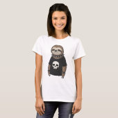 Funny Punk Rock Emo Sloth mit Skull Graphic T-Shirt (Vorne ganz)