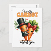 Funny Punny Valentine Carrot Couple Postkarte (Vorne/Hinten)
