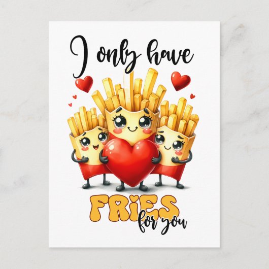 Funny Punny Valentine Ich habe nur Fries für dich Postkarte (Vorderseite)