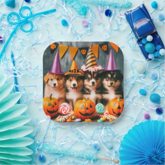 Funny puppies halloween pappteller (Party)