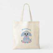 Funny Puppy Dog Cartoon Blue Pastel Personalisiert Tragetasche (Rückseite)