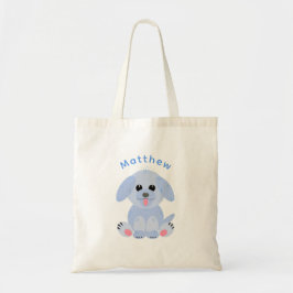 Funny Puppy Dog Cartoon Blue Pastel Personalisiert Tragetasche