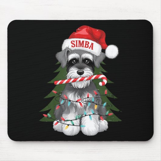 Funny Puppy Dog Christmas Holiday With Candy Cane Mousepad (Vorne)