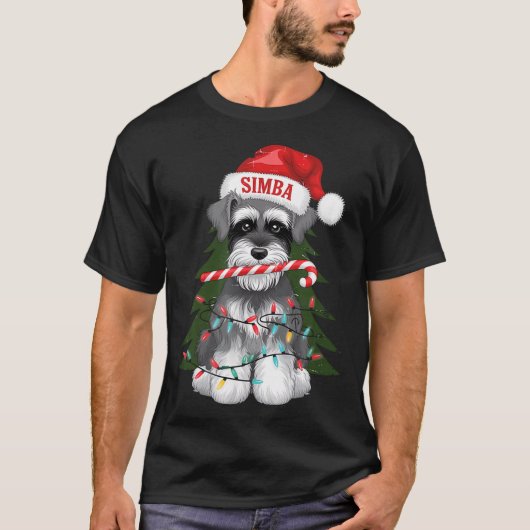 Funny Puppy Dog Christmas Holiday With Candy Cane T-Shirt (Vorderseite)